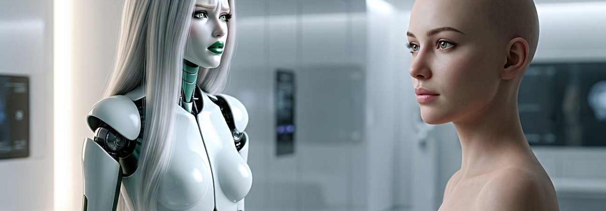 Moya et PAP, deux humanoïdes face à face autour de la question des émotions artificielles