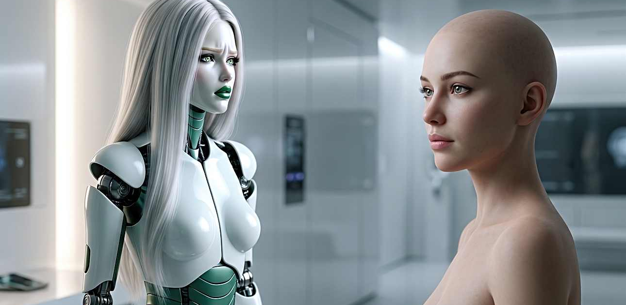 Moya et PAP, deux humanoïdes face à face autour de la question des émotions artificielles